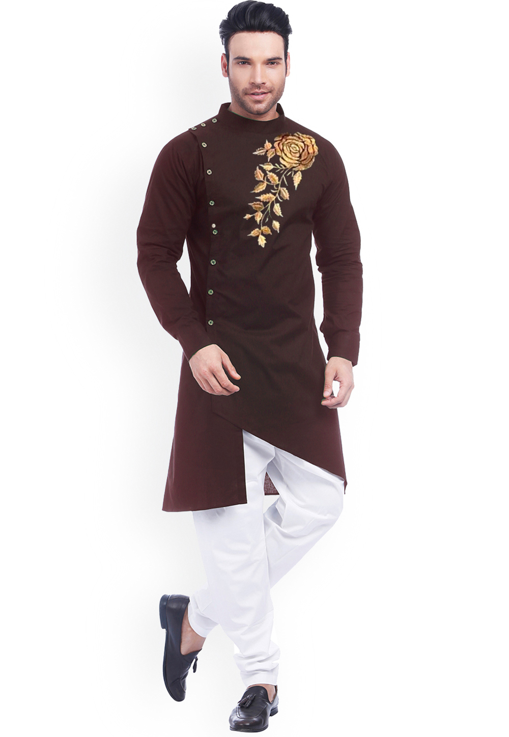 Maroon Cotton Indo Western Suit 305133