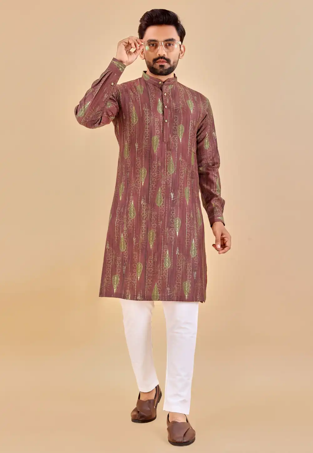 Maroon Cotton Kurta Pajama 290092