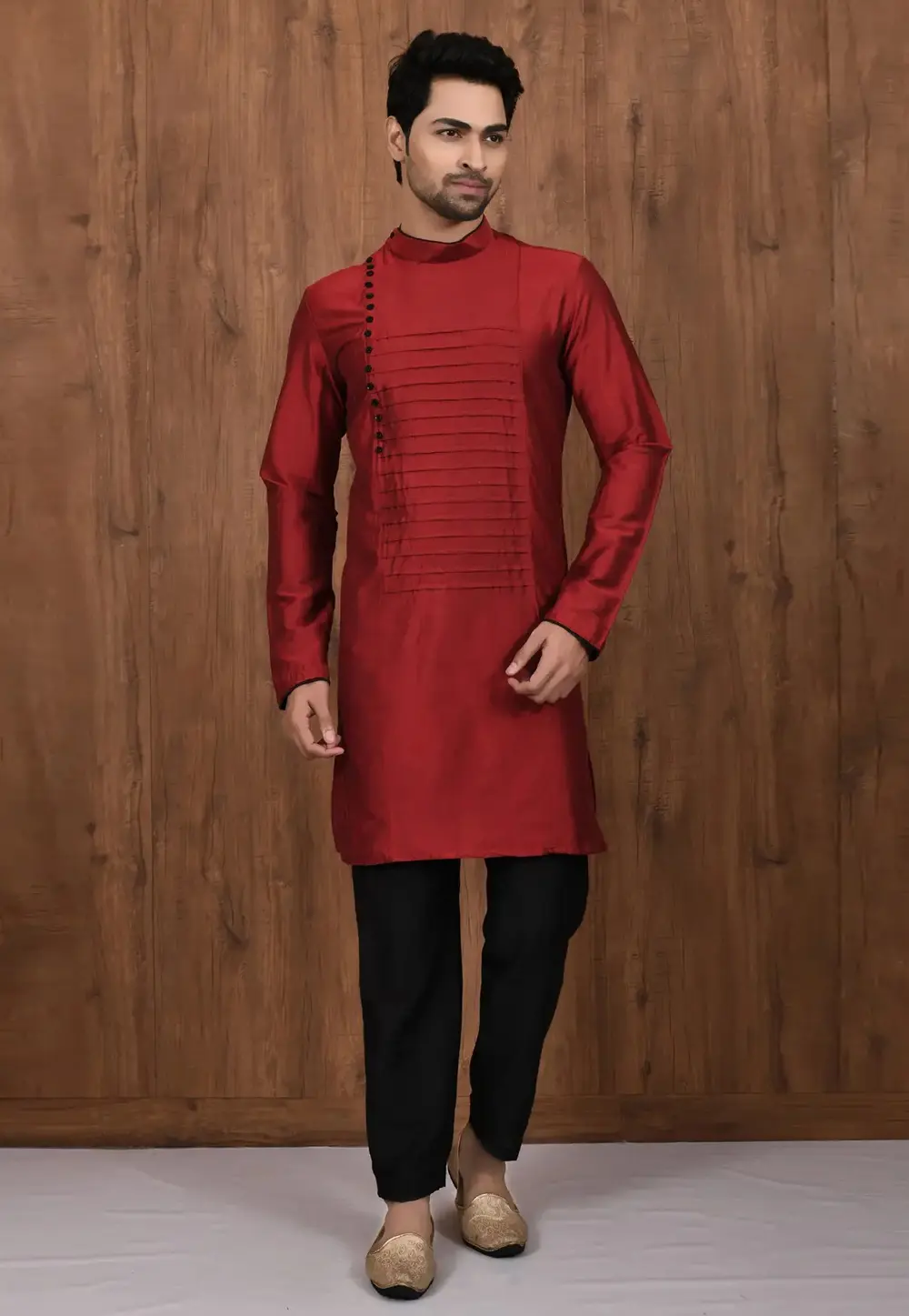 Maroon Cotton Kurta Pajama 300759