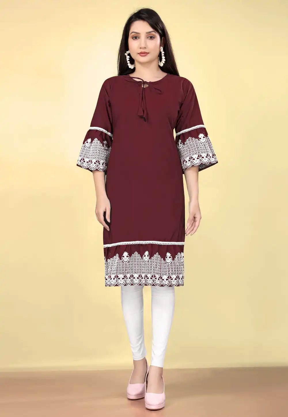 Maroon Cotton Kurti 294516