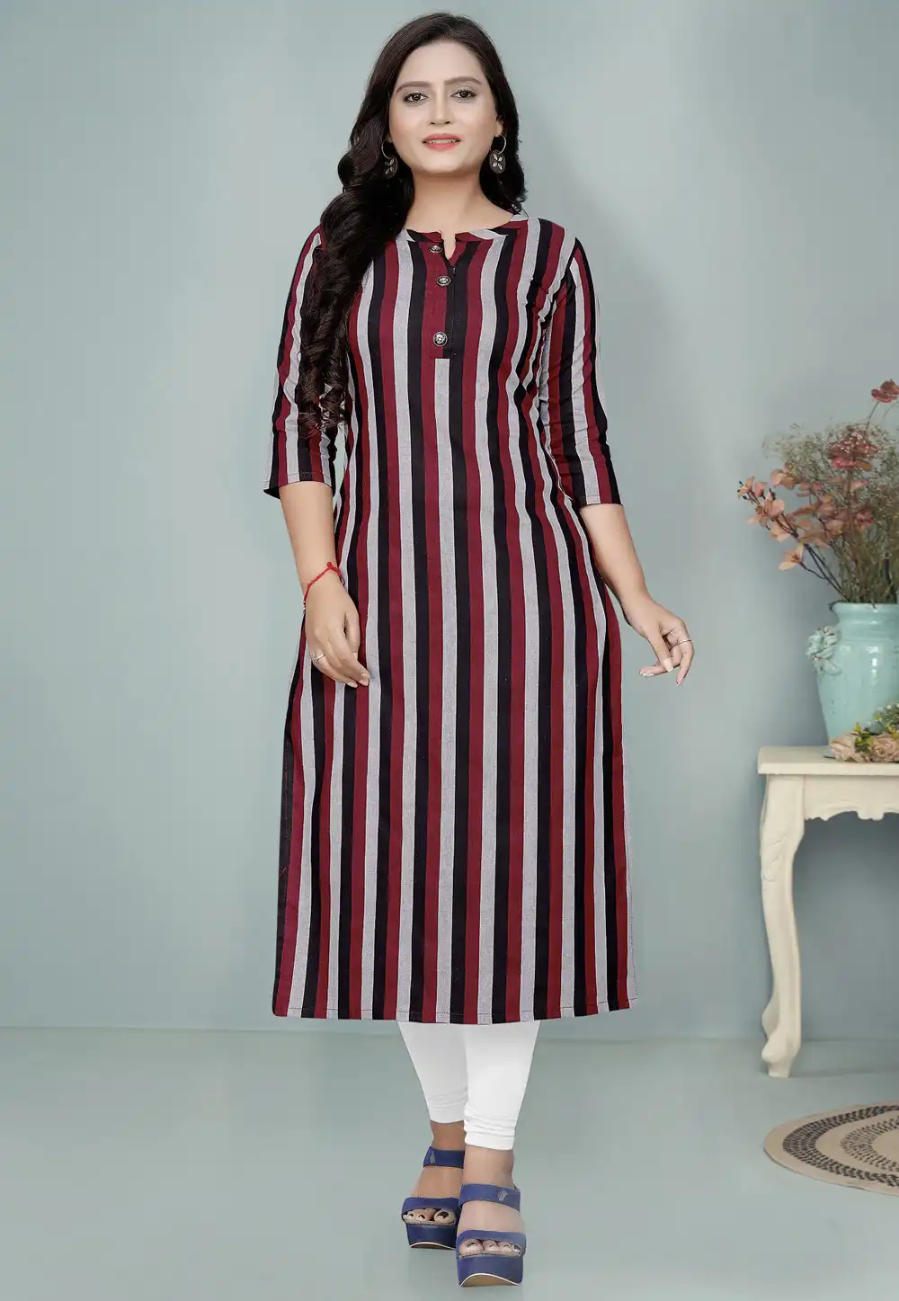 Maroon Cotton Long Tunic 288075