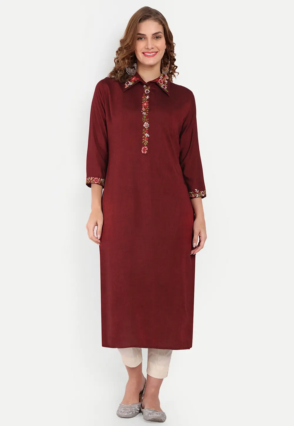 Maroon Cotton Long Tunic 300501