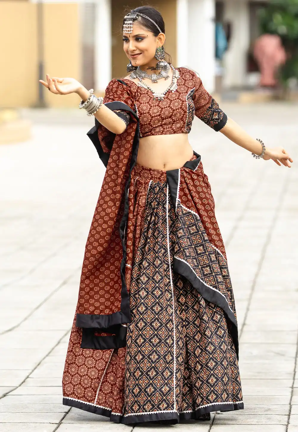 Maroon Cotton Navratri Chaniya Choli 293866