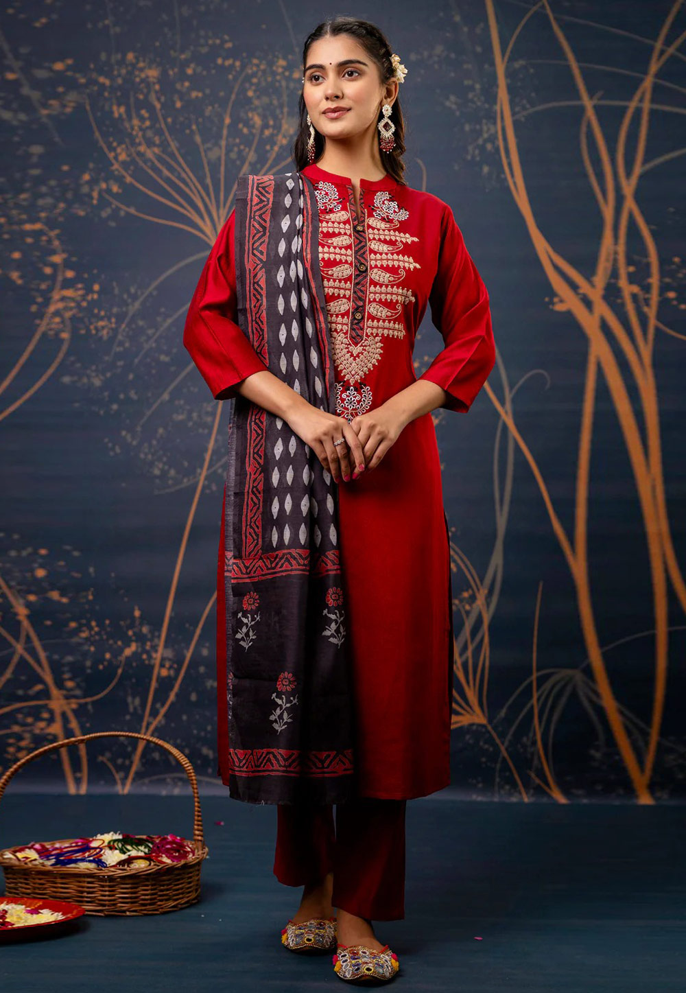 Maroon Cotton Silk Readymade Pakistani Suit 309177