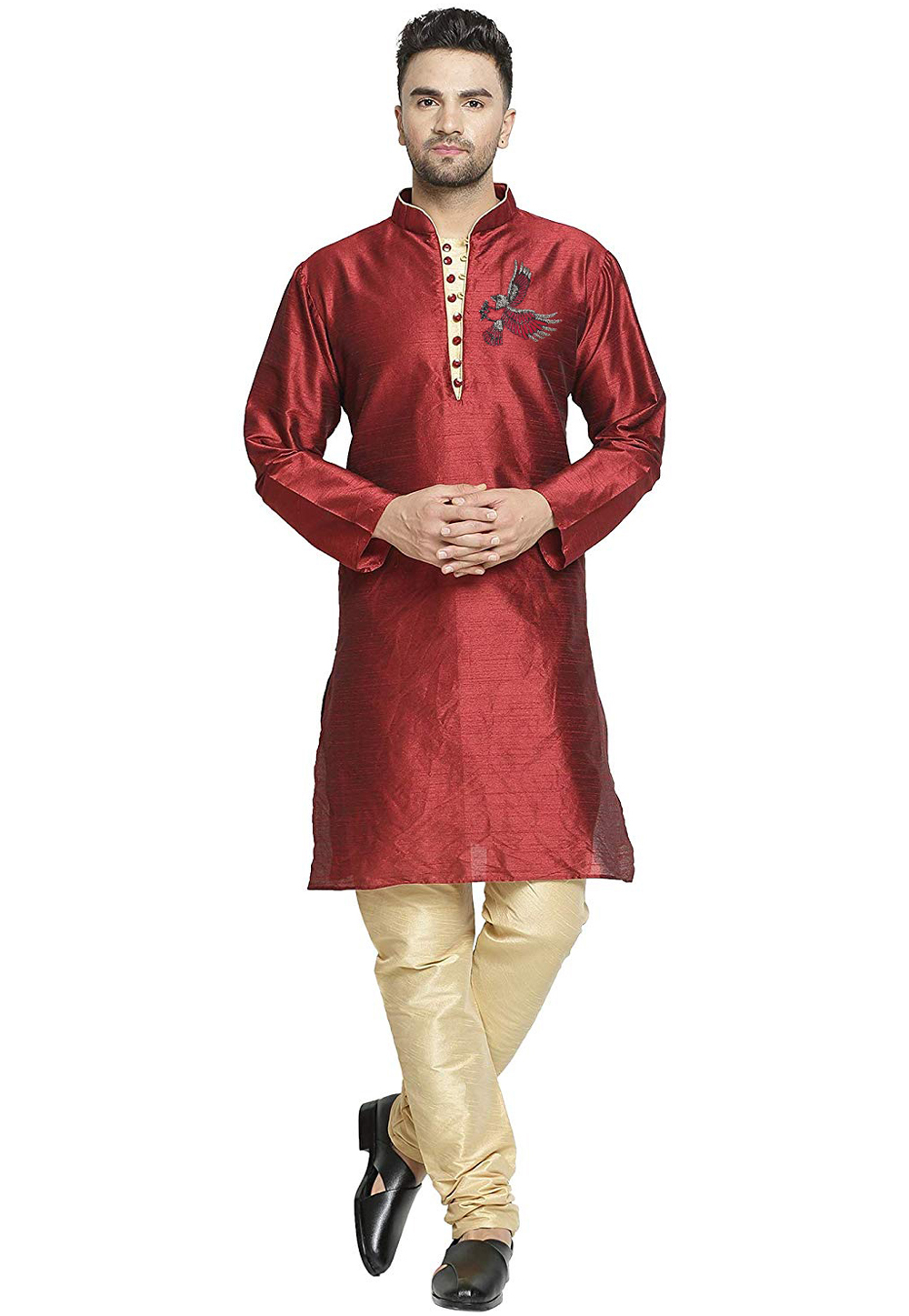 Maroon Dupion Silk Kurta Pajama 304864