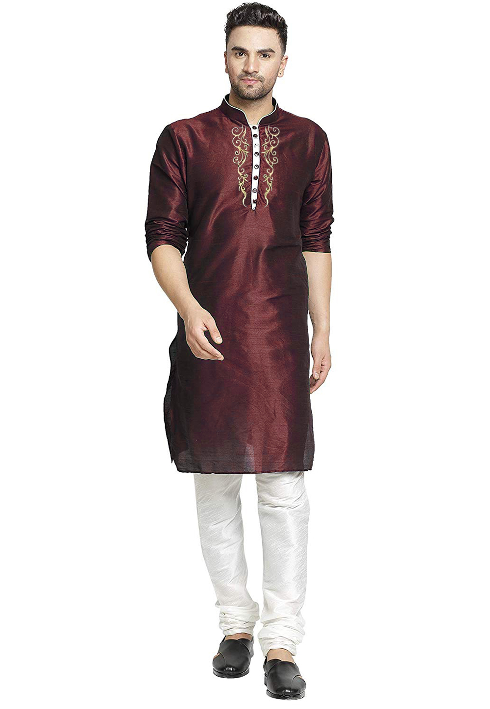 Maroon Dupion Silk Kurta Pajama 305127