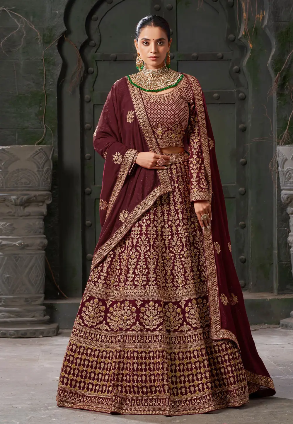 Maroon Georgette Bridal Lehenga Choli 295215