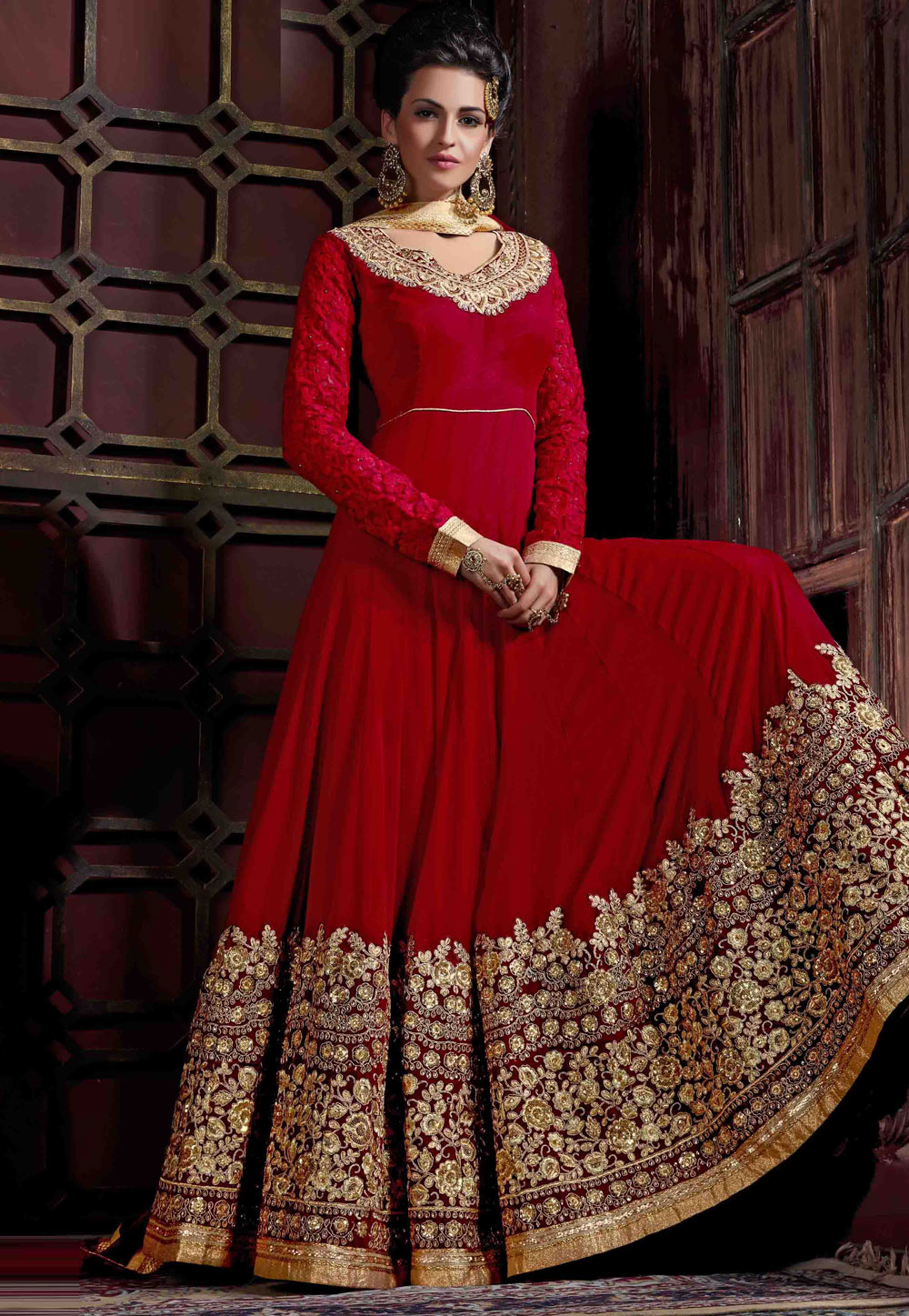 Maroon Georgette Floor Length Anarkali Suit 282463