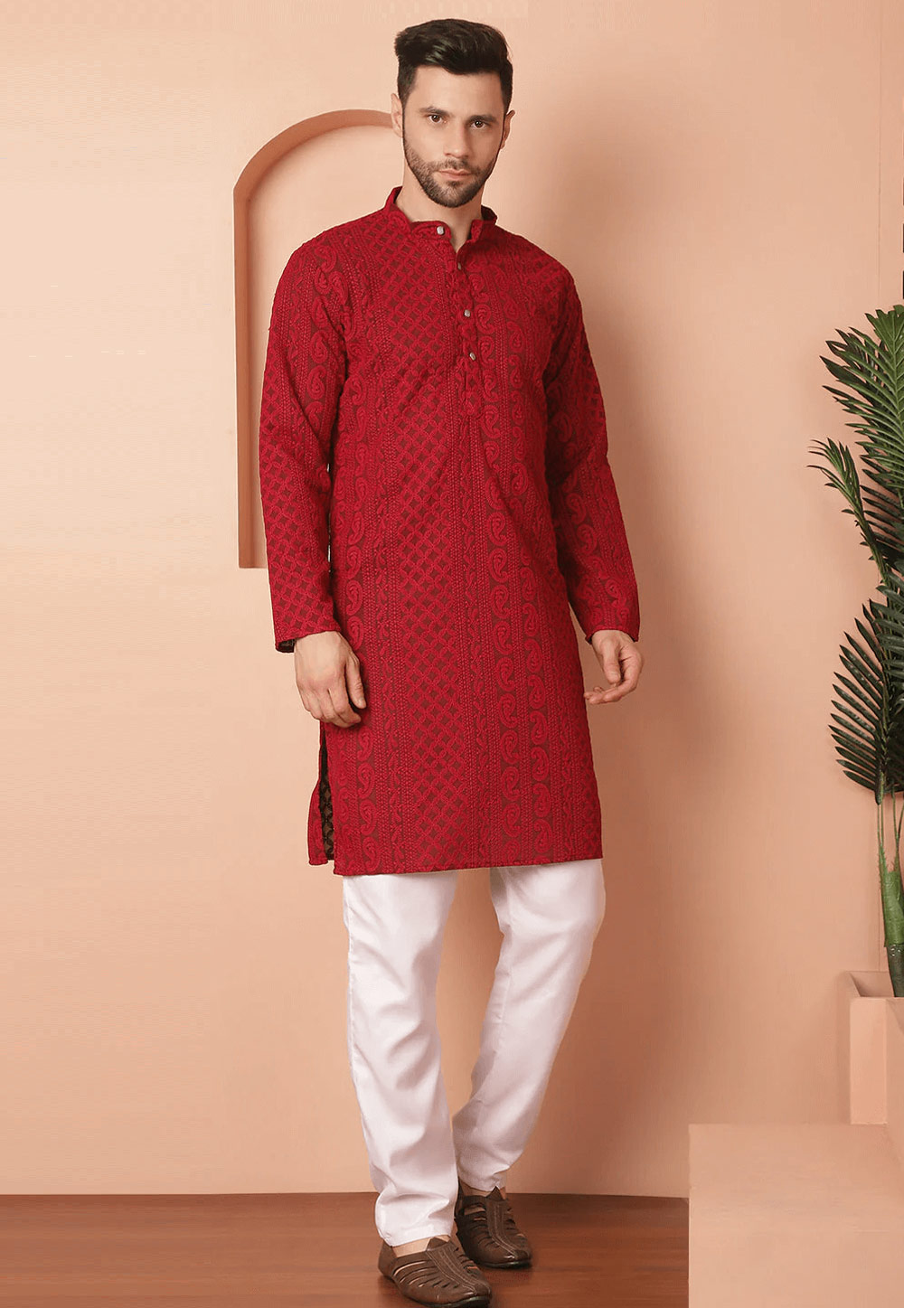 Maroon Georgette Kurta Pajama 287726