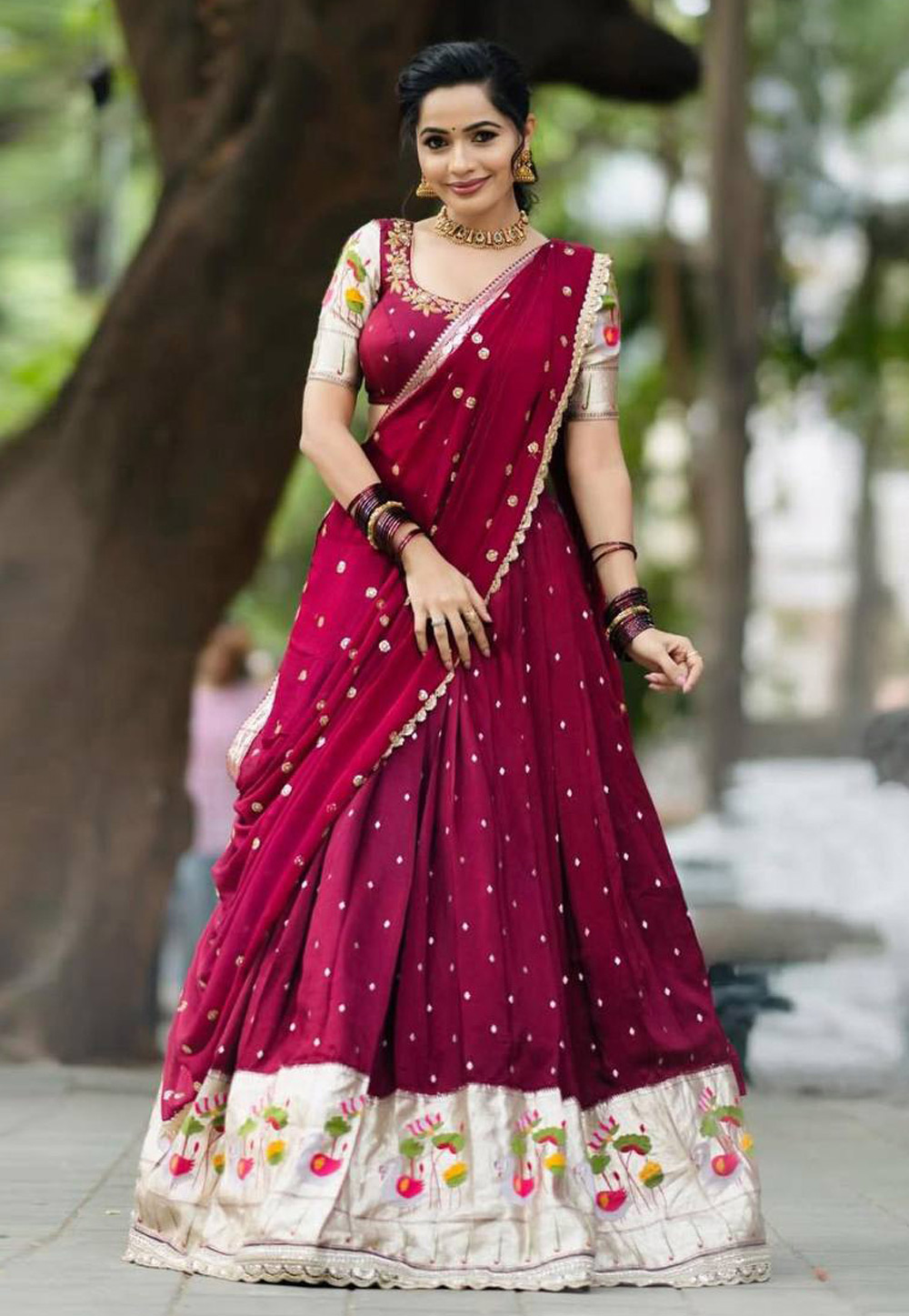 Maroon Georgette Readymade Circular Lehenga Choli 311111