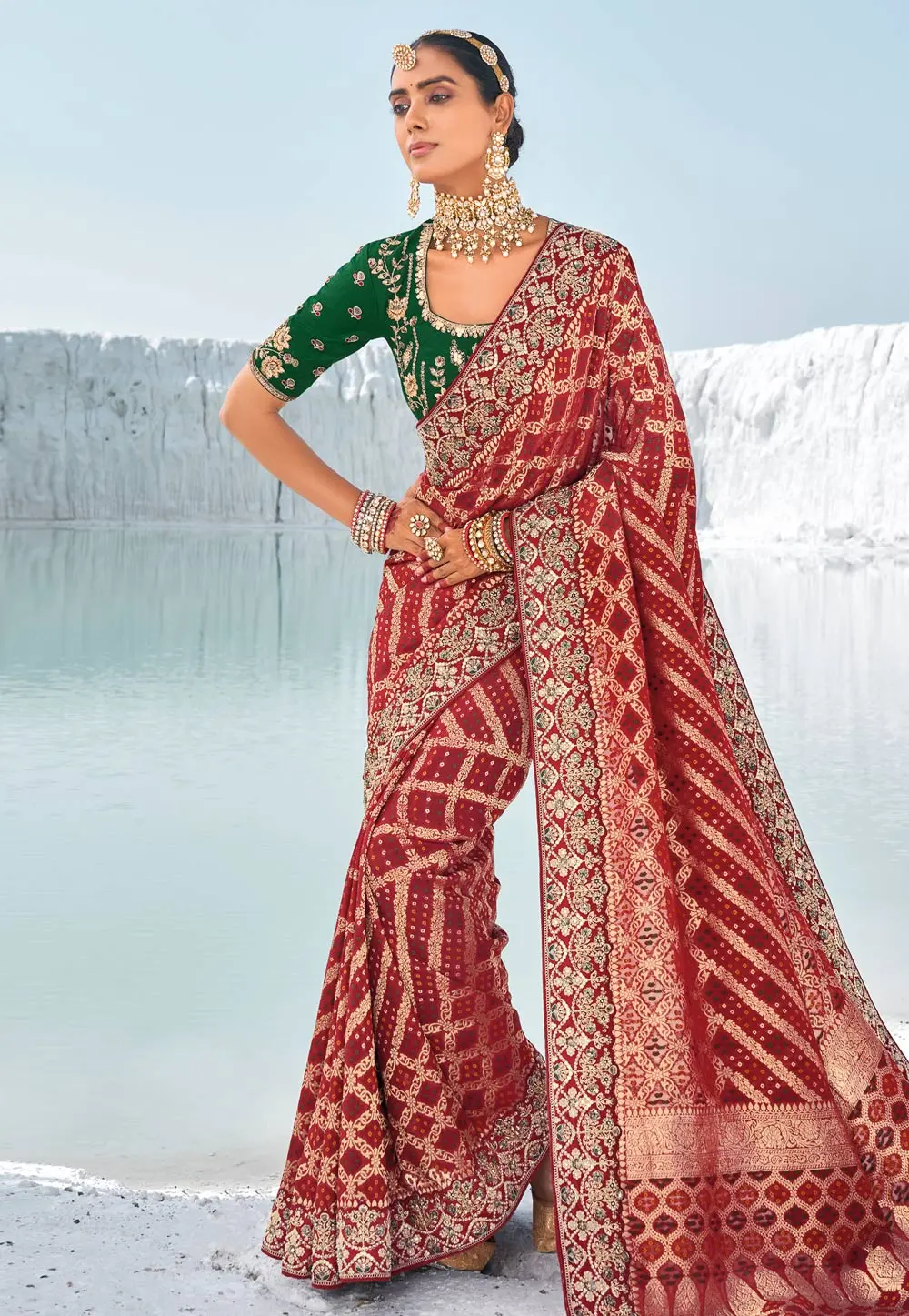 Maroon Georgette Saree With Blouse 297569