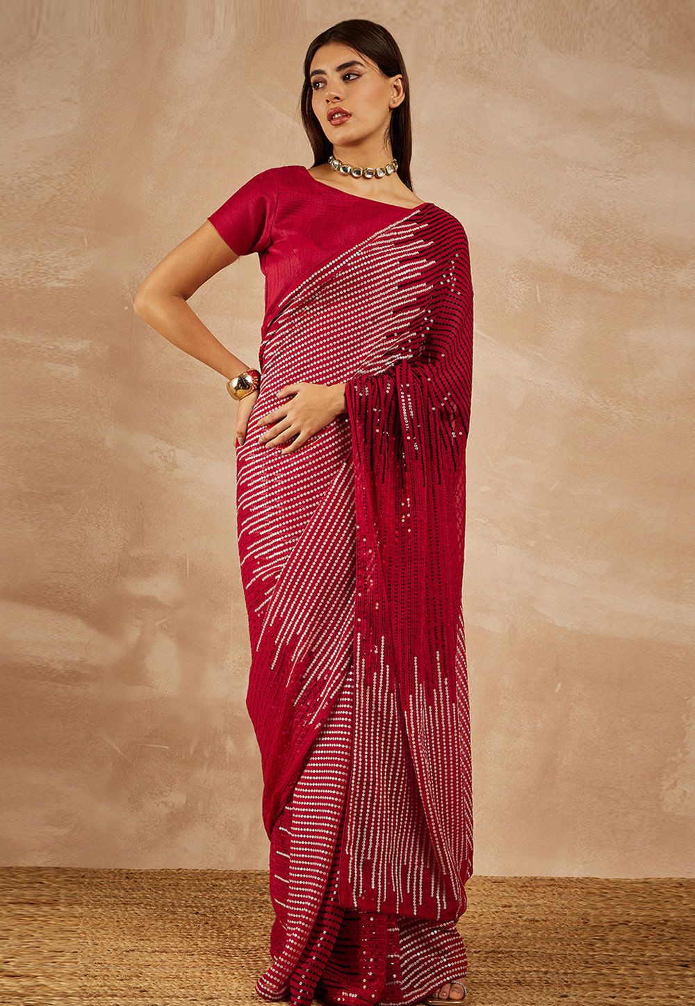 Maroon Georgette Saree With Blouse 282269