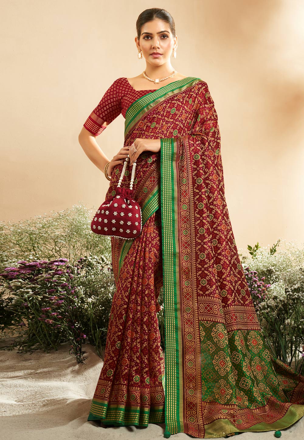 Maroon Georgette Saree With Blouse 305542