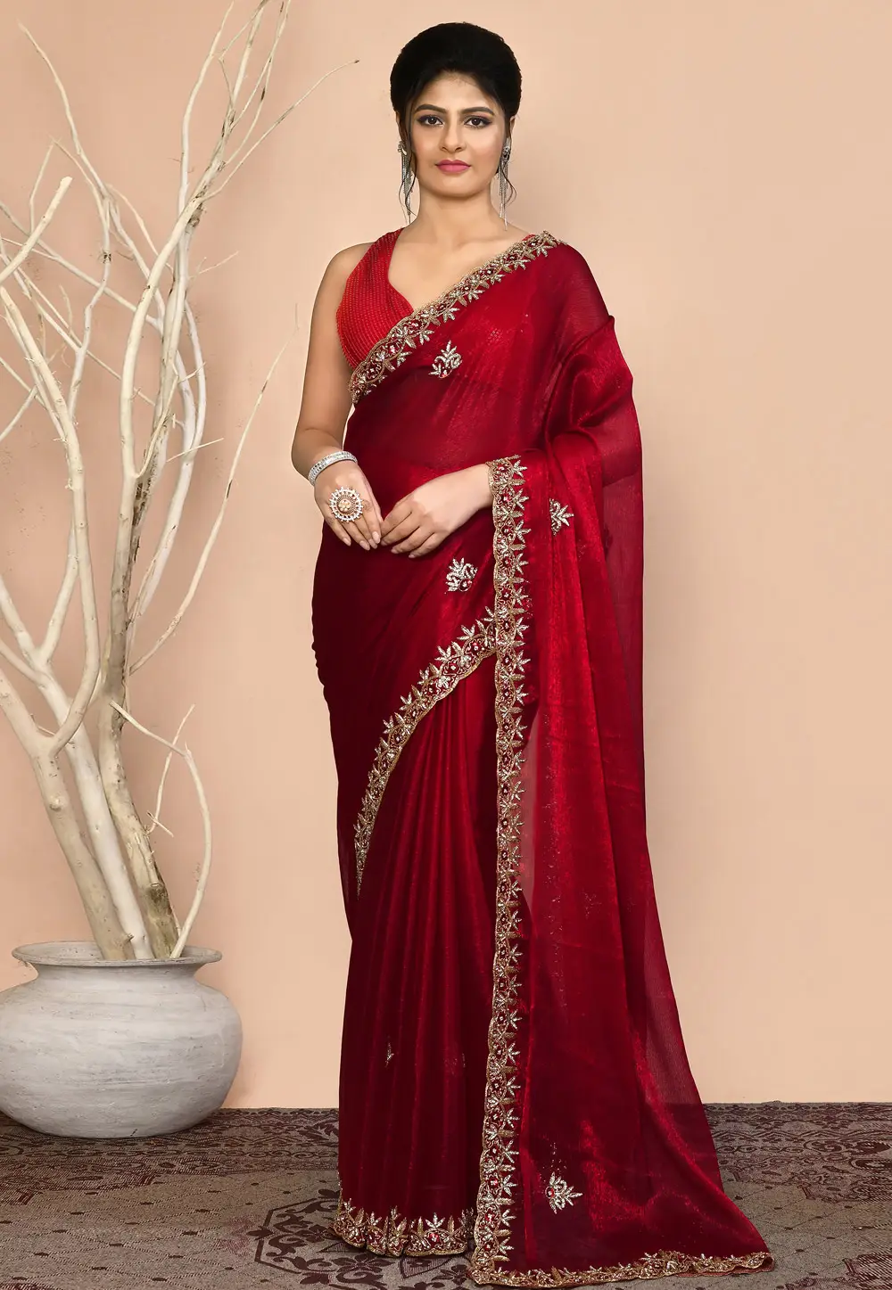 Maroon Georgette Saree With Blouse 295951