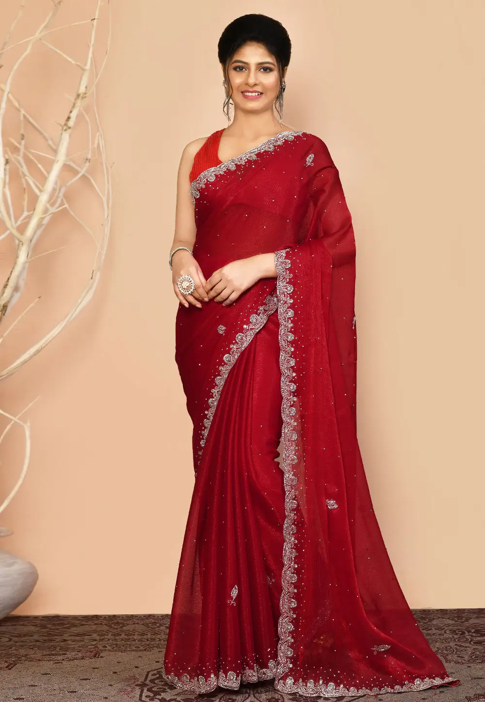 Maroon Georgette Saree With Blouse 295982