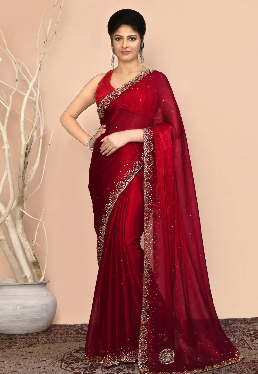 Maroon Georgette Saree With Blouse 295955