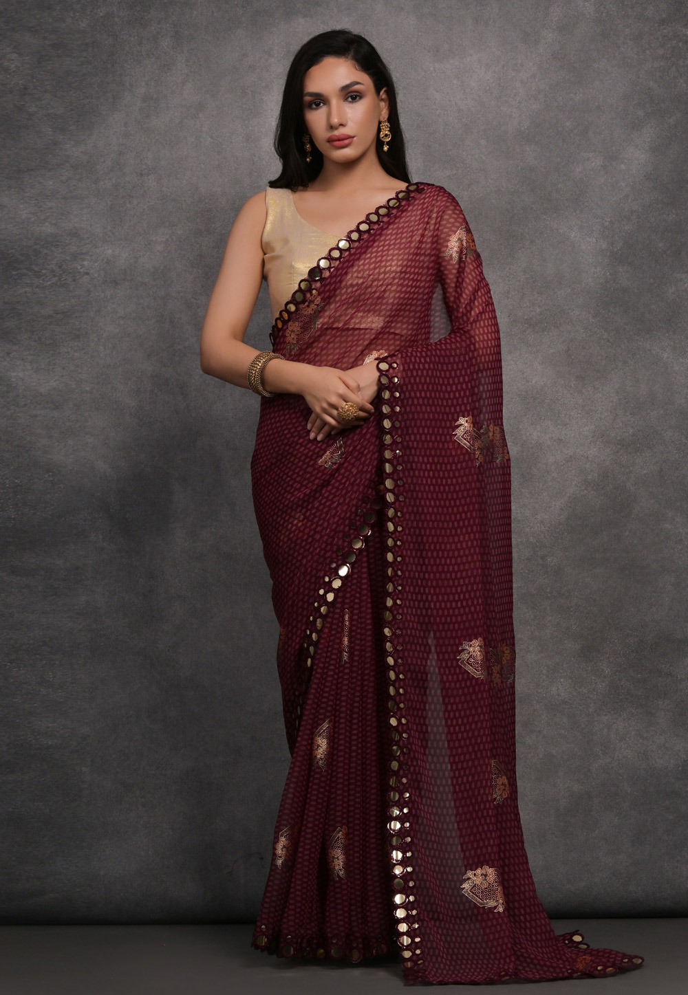 Maroon Georgette Saree With Blouse 286458