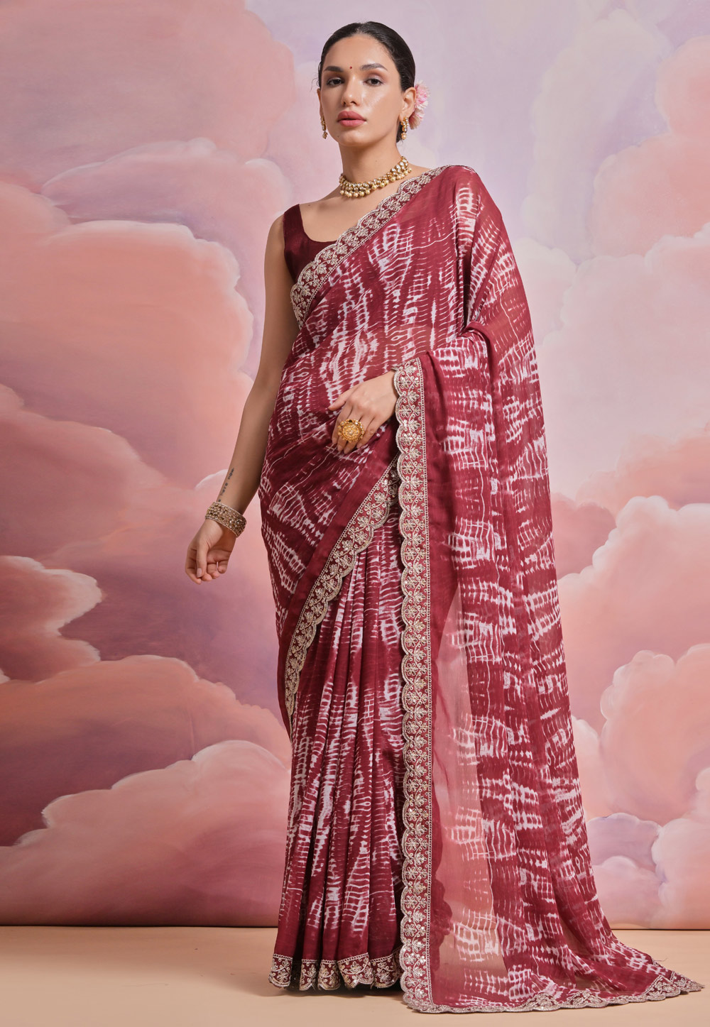 Maroon Georgette Saree With Blouse 286442