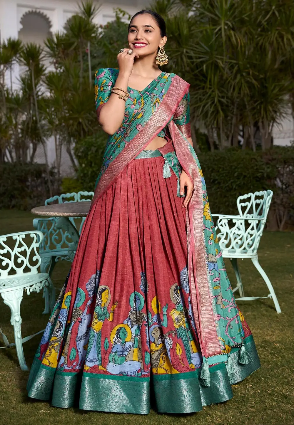 Maroon Jacquard Silk Lehenga Choli 300861