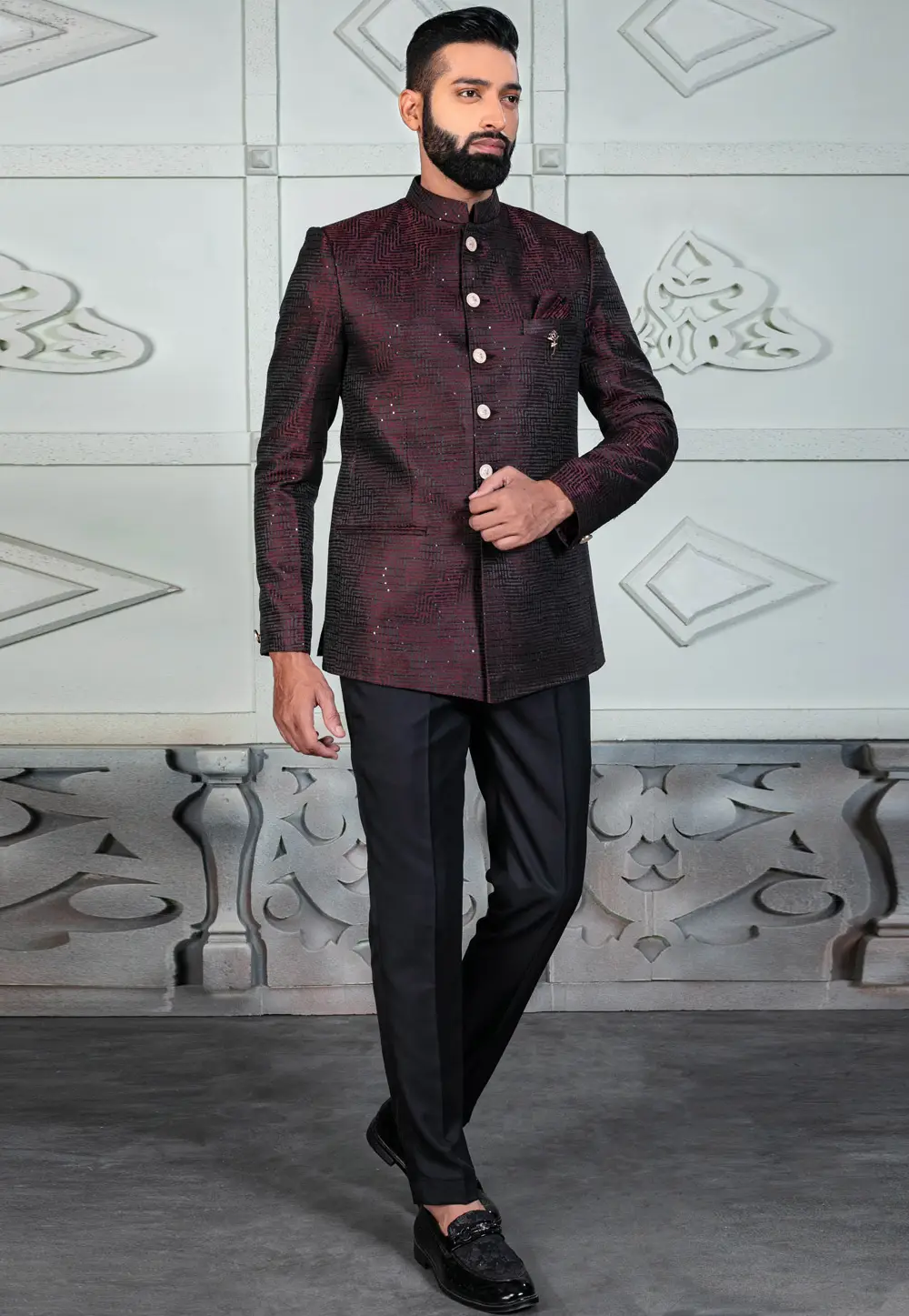 Maroon Rayon Jodhpuri Suit 295513