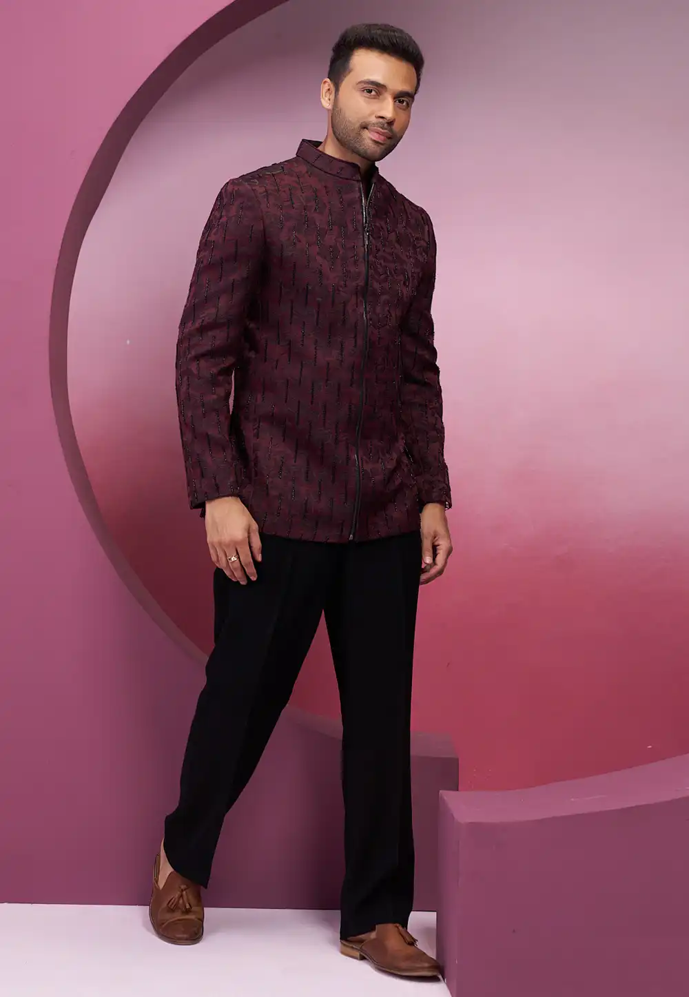 Maroon Rayon Jodhpuri Suit 294037