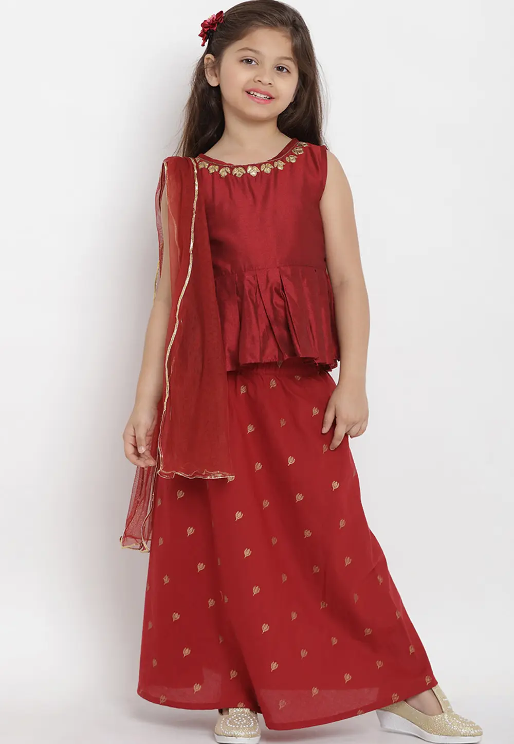 Maroon Rayon Kids Lehenga Choli 302082