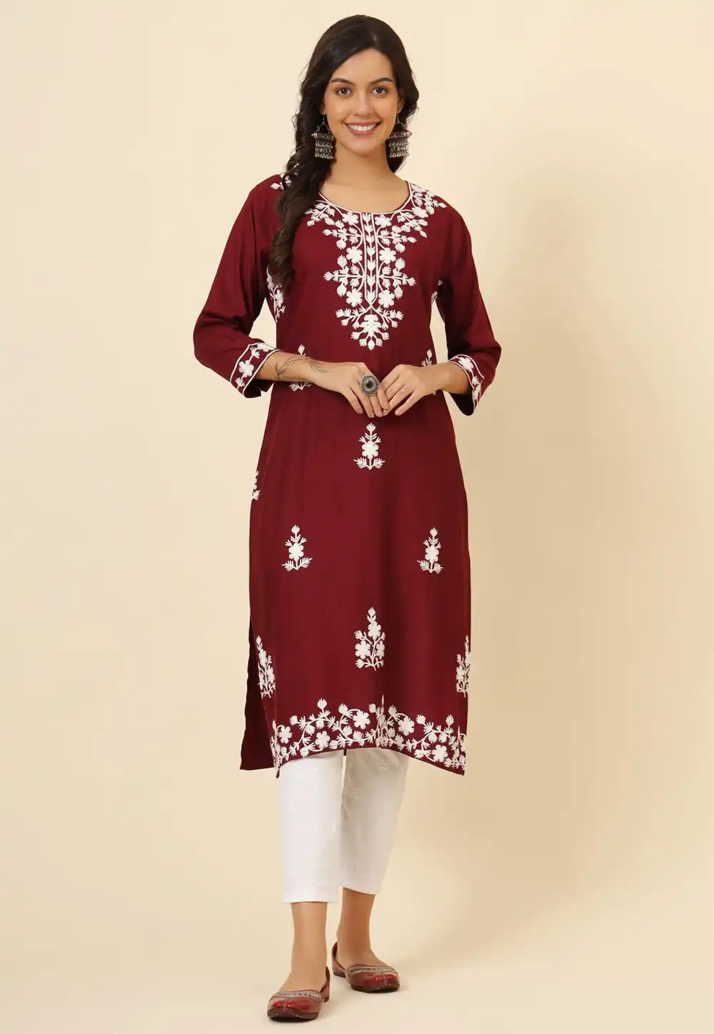 Maroon Rayon Long Tunic 294231