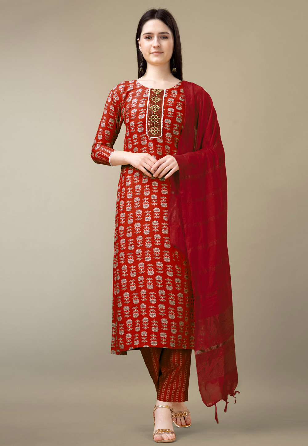 Maroon Rayon Readymade Pant Style Suit 282480