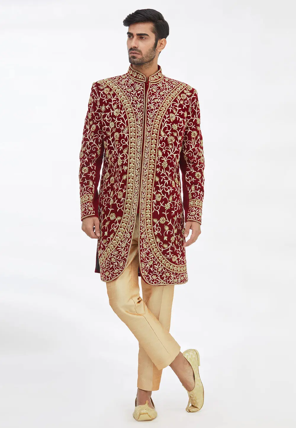 Maroon Rayon Sherwani 300152