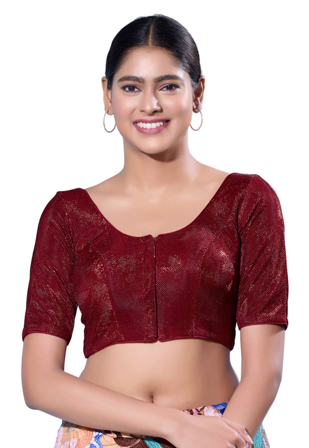 Maroon Shimmer Readymade Blouse 285065