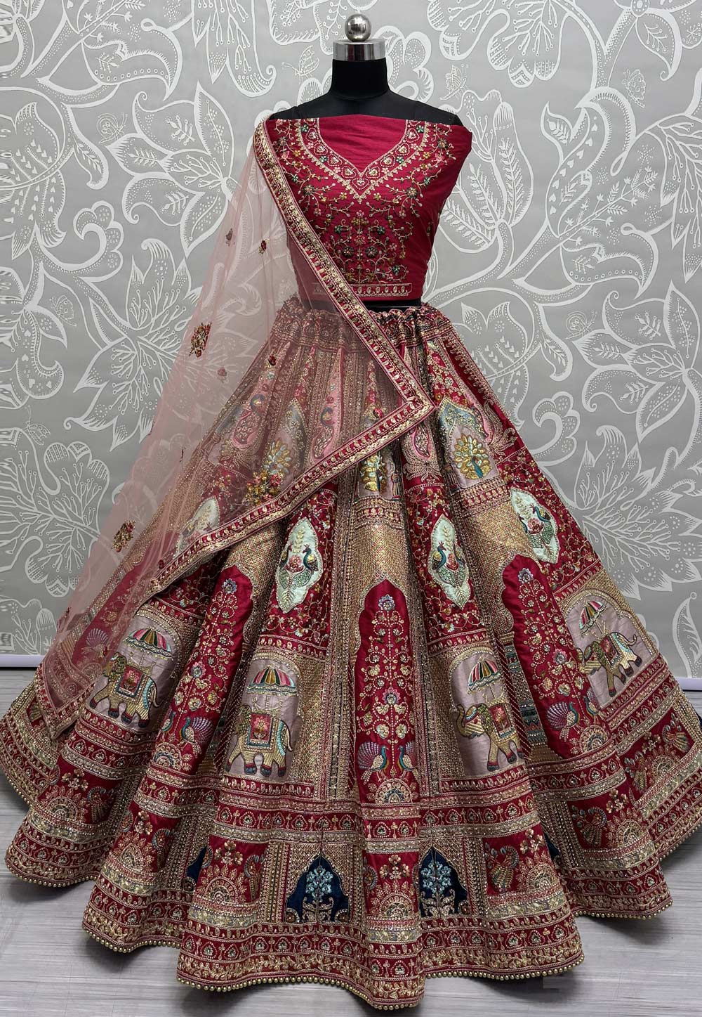 Maroon Silk Bridal Lehenga Choli 305031