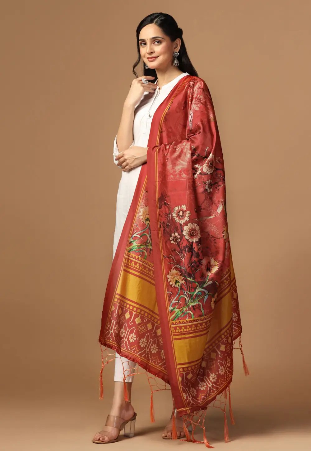 Maroon Silk Dupatta 296868