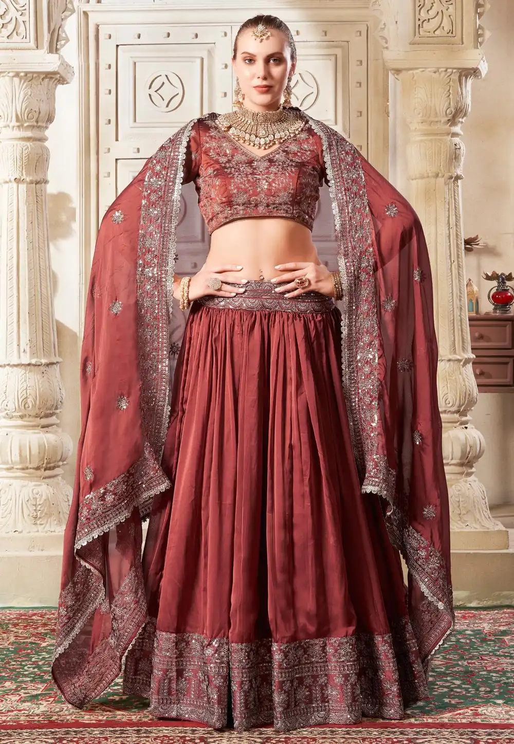 Maroon Silk Lehenga Choli 294454