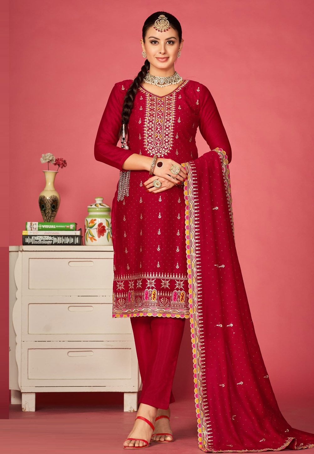 Maroon Silk Pakistani Suit 283271