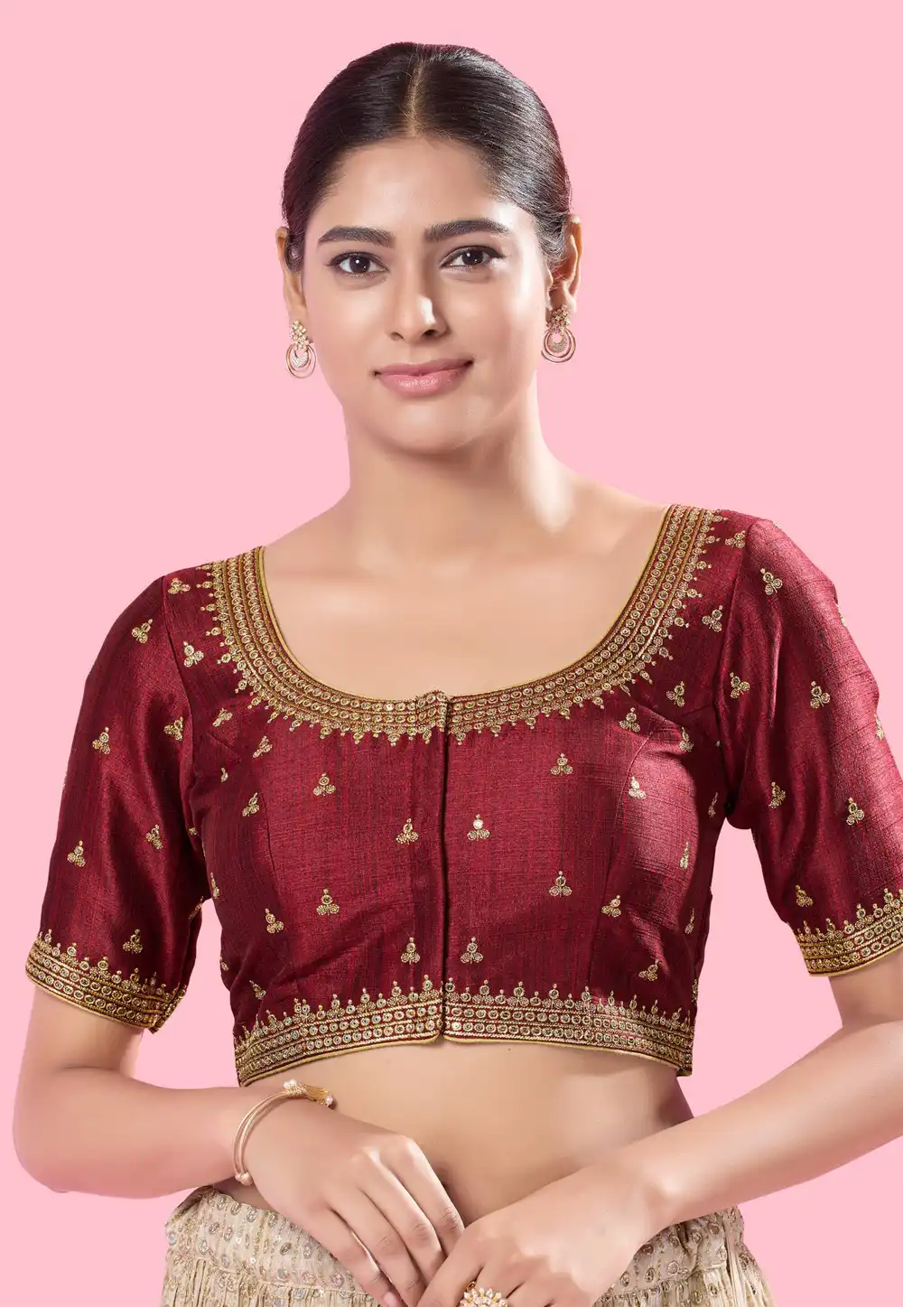 Maroon Silk Readymade Blouse 288416