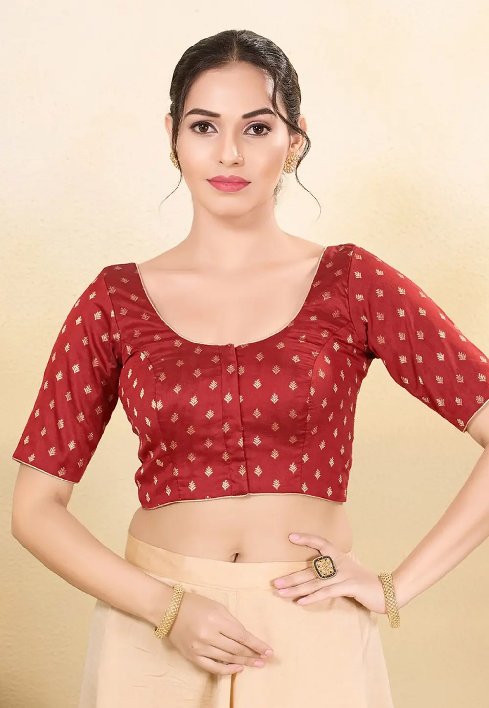 Maroon Silk Readymade Blouse 297679