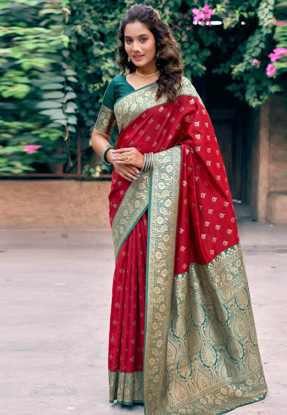 Maroon Silk Saree With Blouse 305661