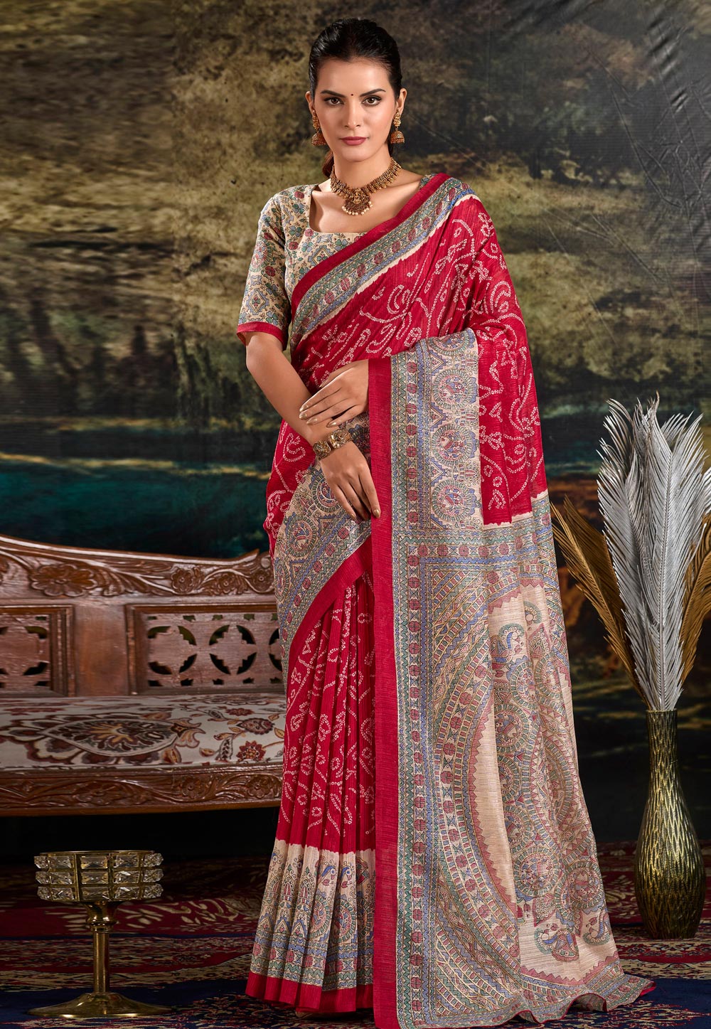 Maroon Silk Saree With Blouse 310408