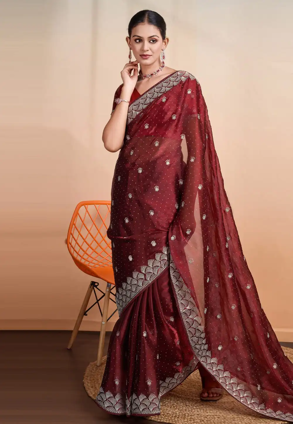 Maroon Silk Saree With Blouse 289992