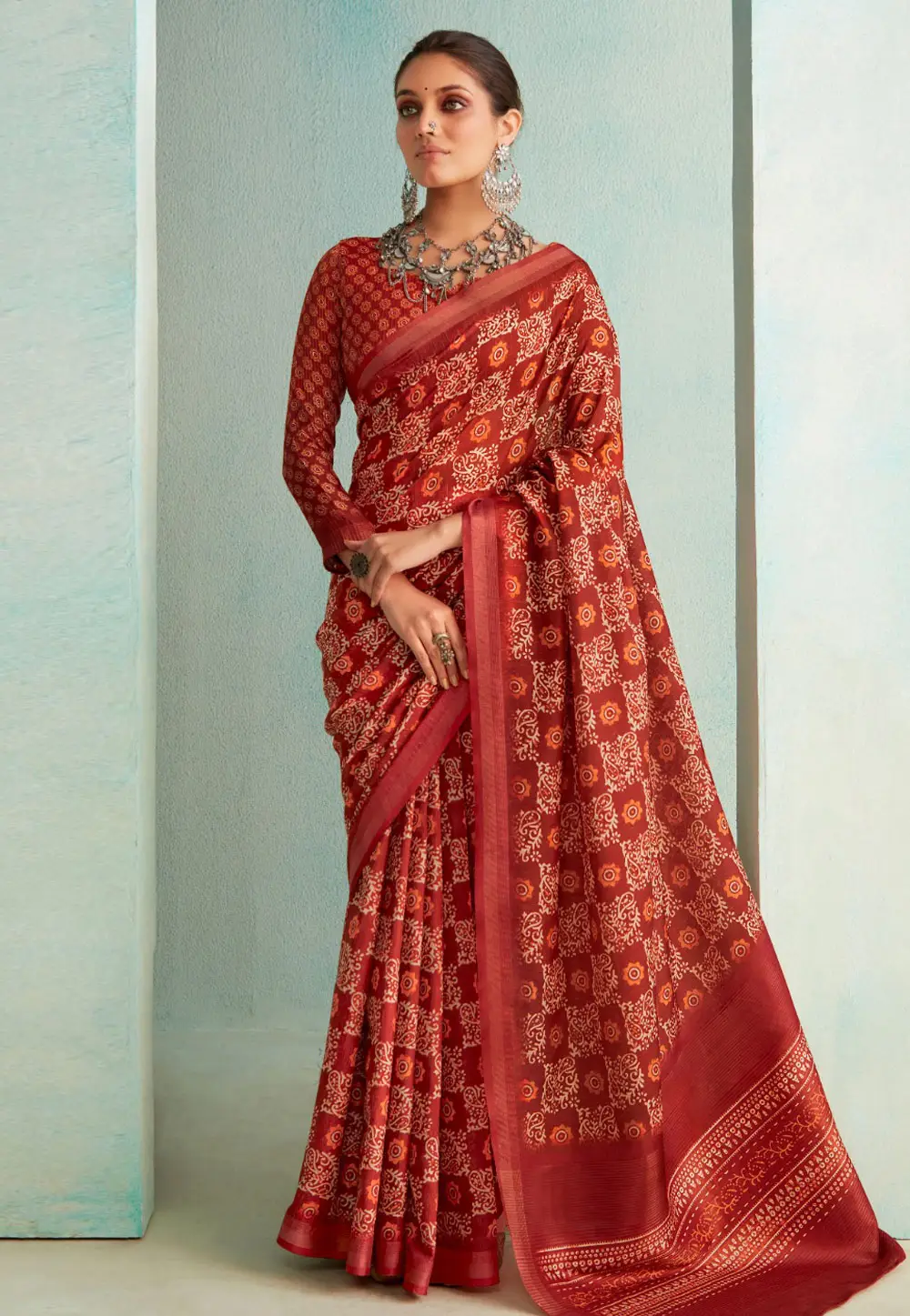 Maroon Silk Saree With Blouse 296106