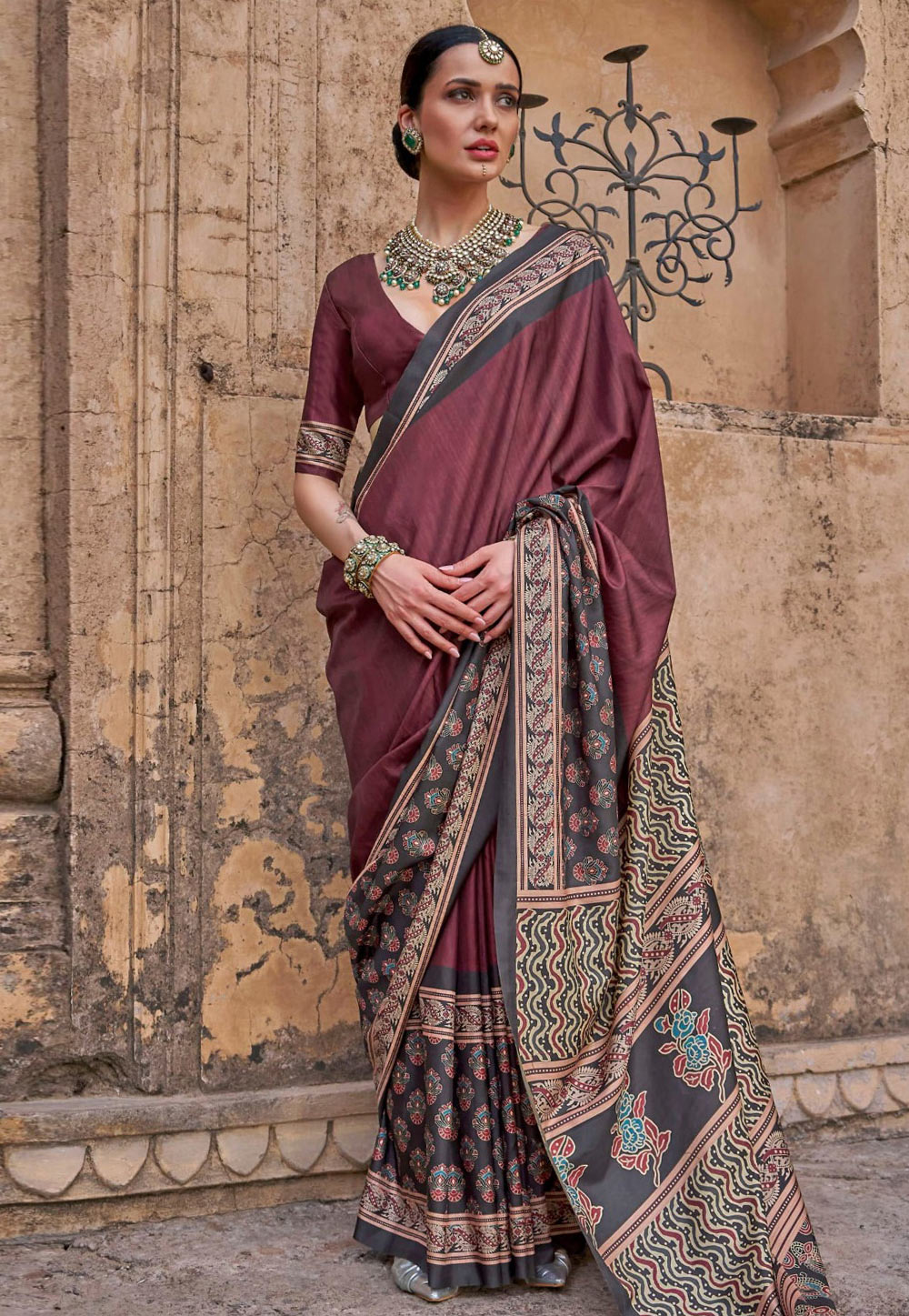 Maroon Silk Saree With Blouse 310021