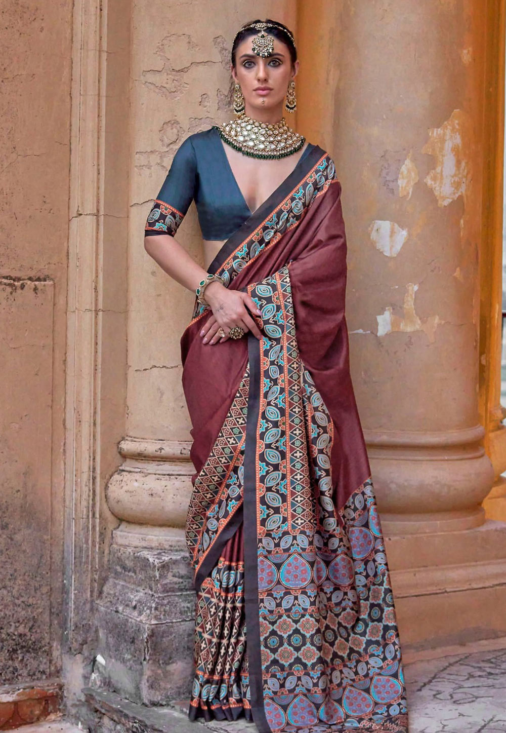 Maroon Silk Saree With Blouse 310025