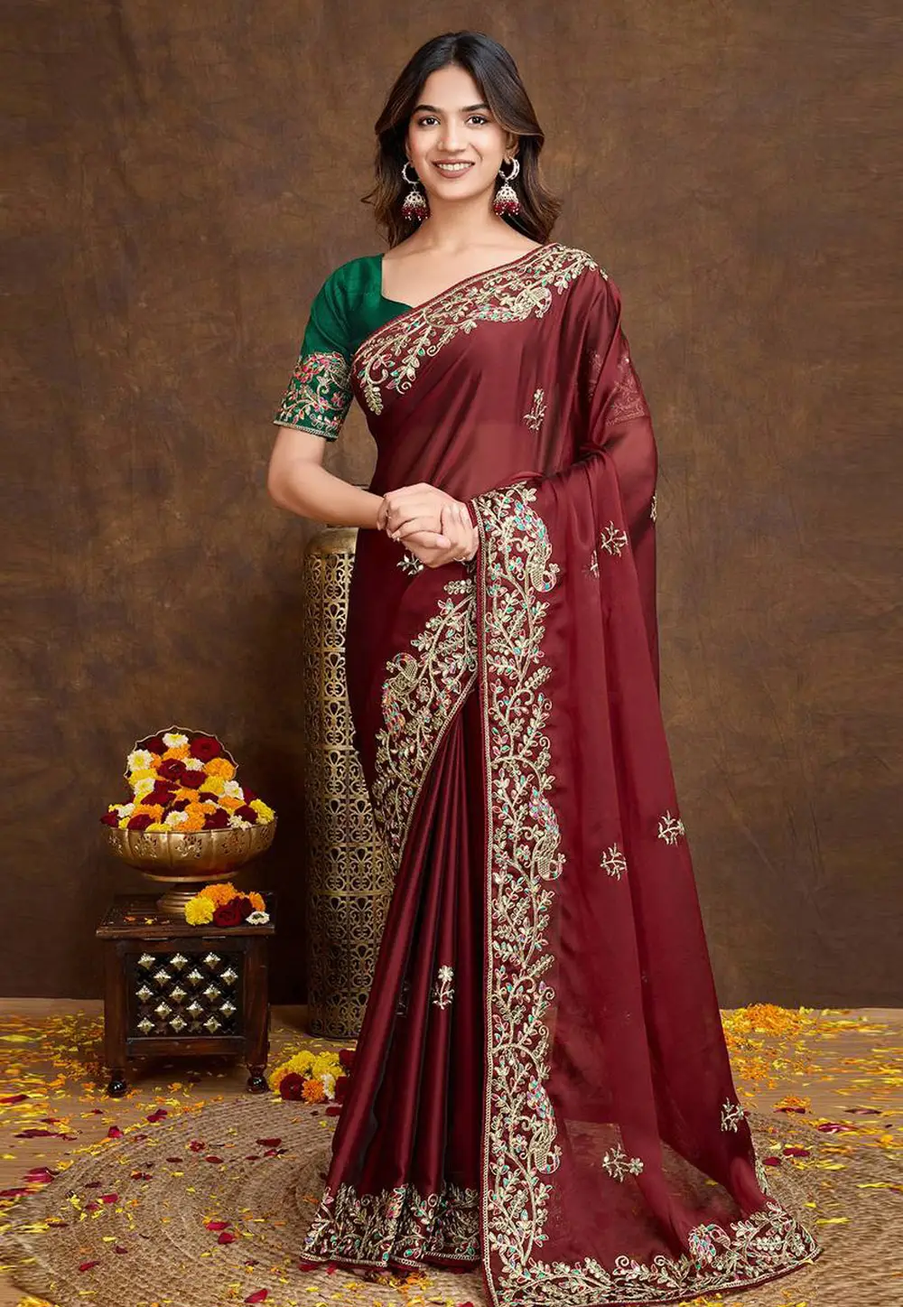 Maroon Silk Saree With Blouse 295811