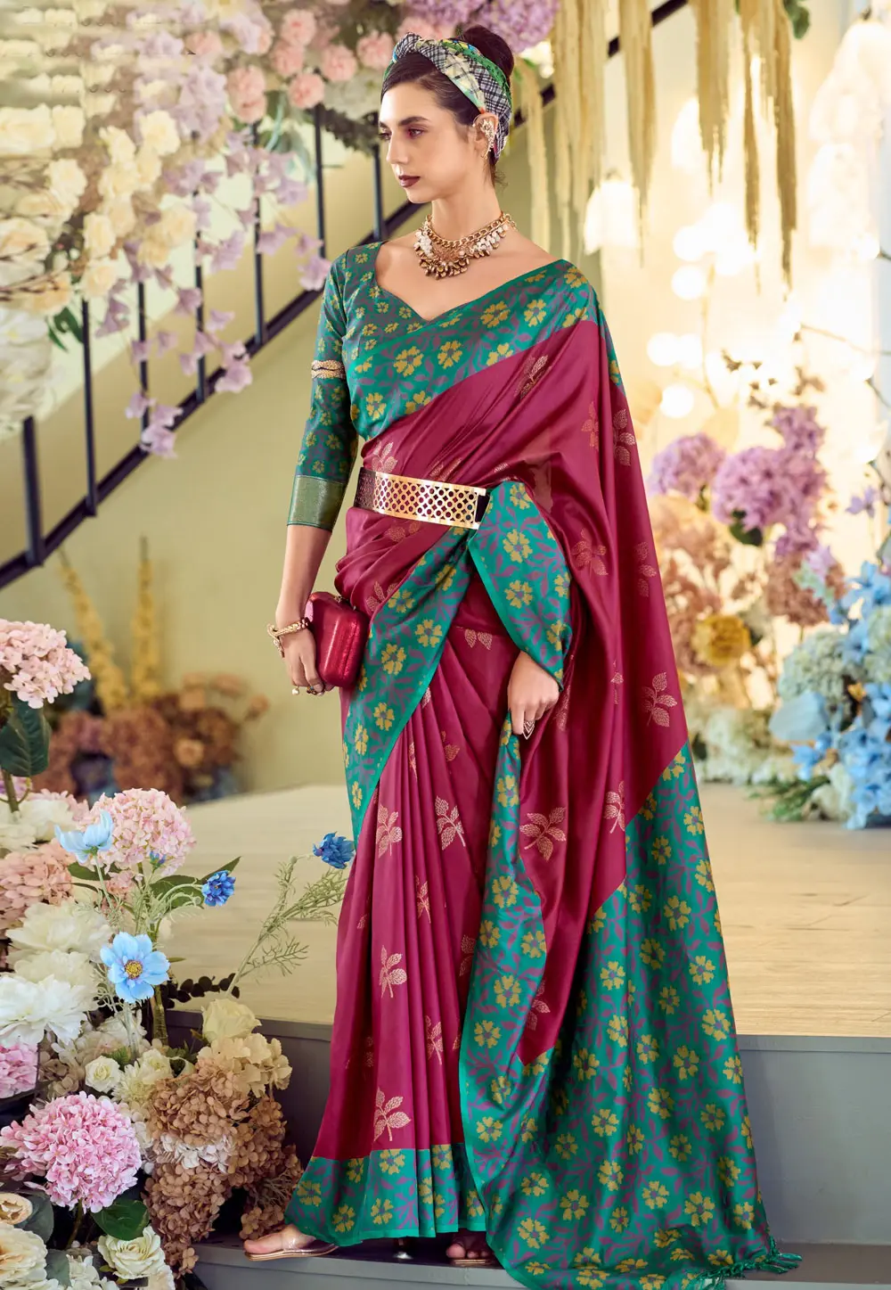 Maroon Silk Saree With Blouse 299259