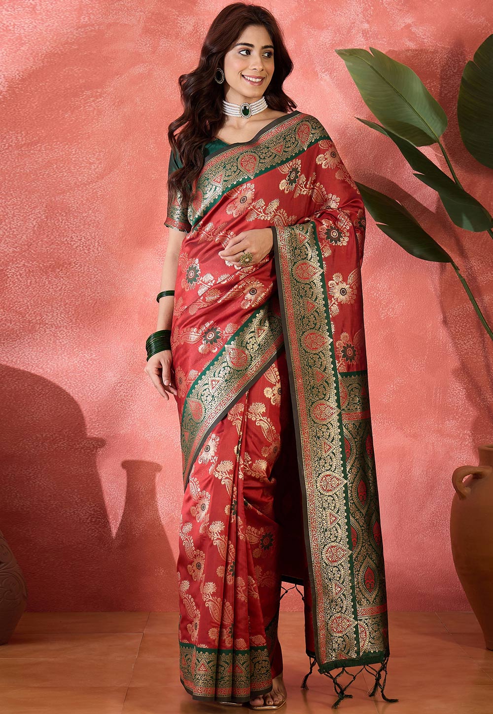 Maroon Silk Saree With Blouse 310695