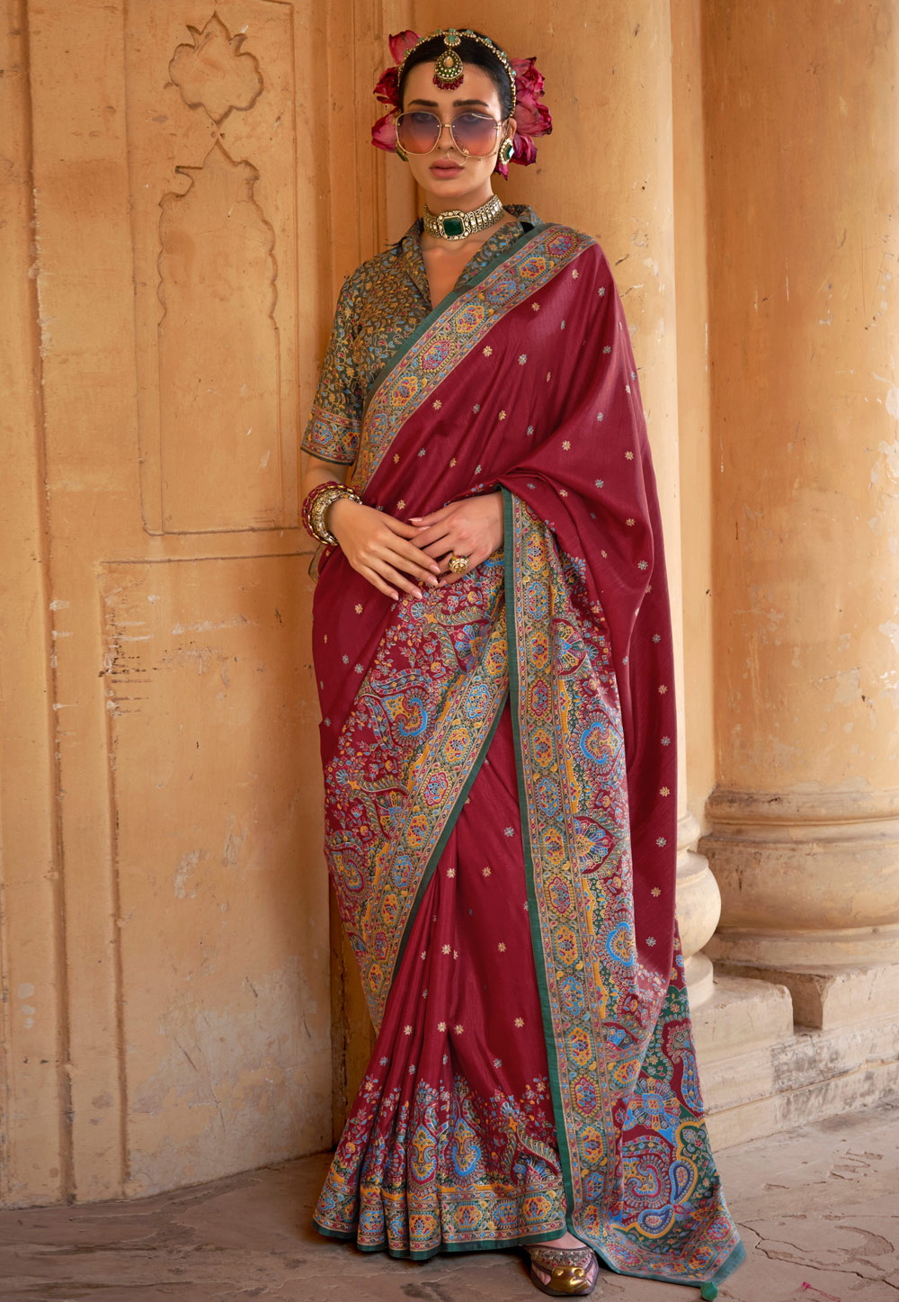 Maroon Silk Saree With Blouse 309813