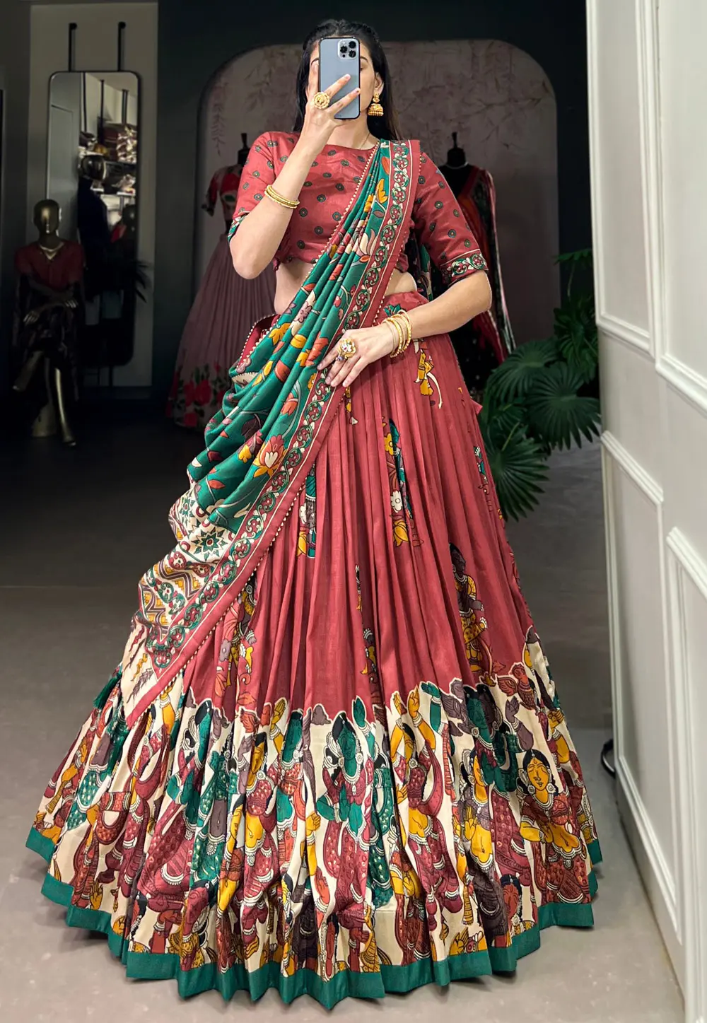 Maroon Tussar Silk Lehenga Choli 304630