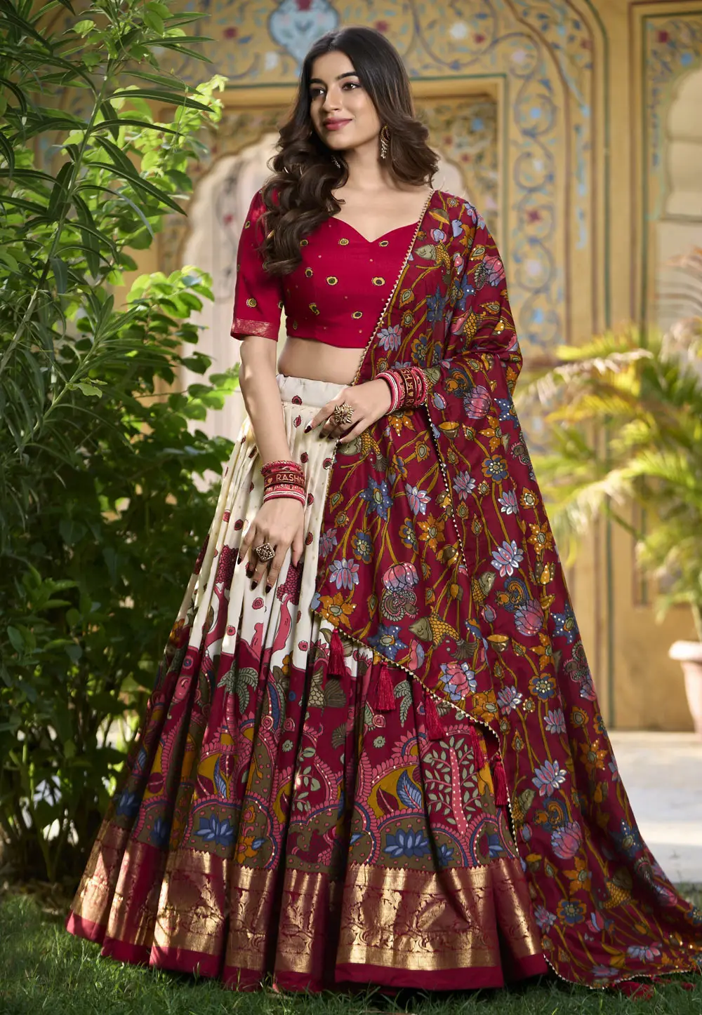 Maroon Tussar Silk Lehenga Choli 297000