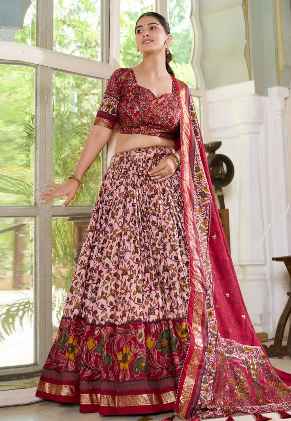 Maroon Tussar Silk Navratri Chaniya Choli 293290