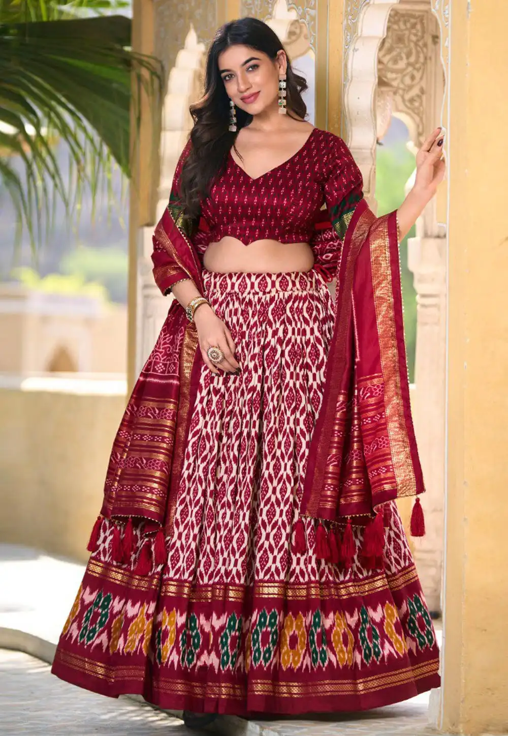 Maroon Tussar Silk Navratri Chaniya Choli 293173